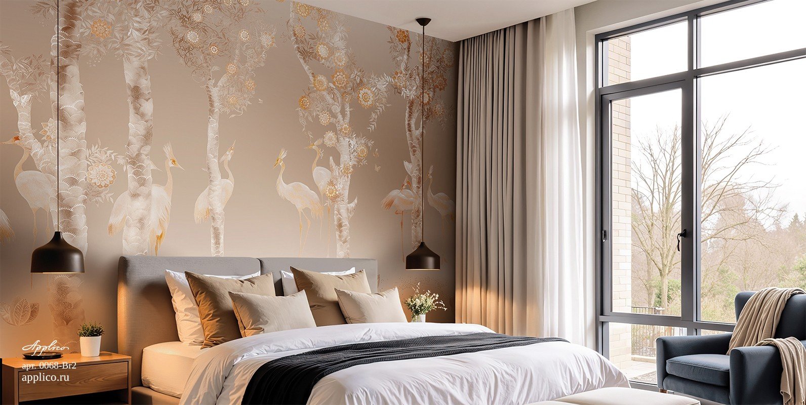 Фотообои и панно Журавлиная роща OP 0068-Br2_1 на сайте OboiVkus.by