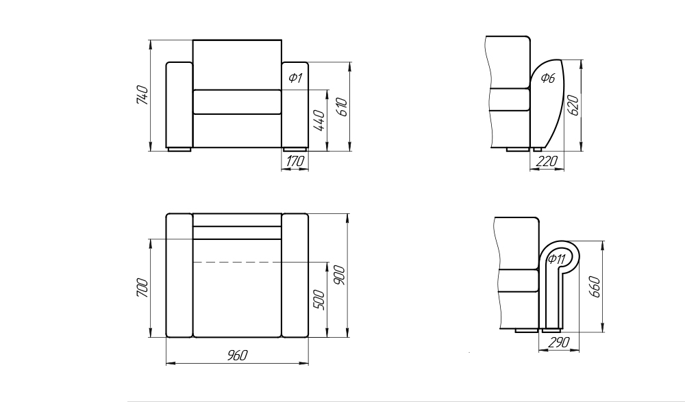 Кресла Пингвин 2-6: кресло с подлокотниками_3 на сайте OboiVkus.by